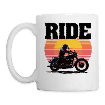Ride Motorcycle, Silhouette Sunset - Mug - white - Left