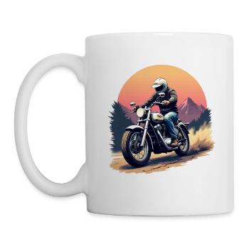 Motocyclette. Motards au look rétro. - Mug blanc - blanc - Gauche