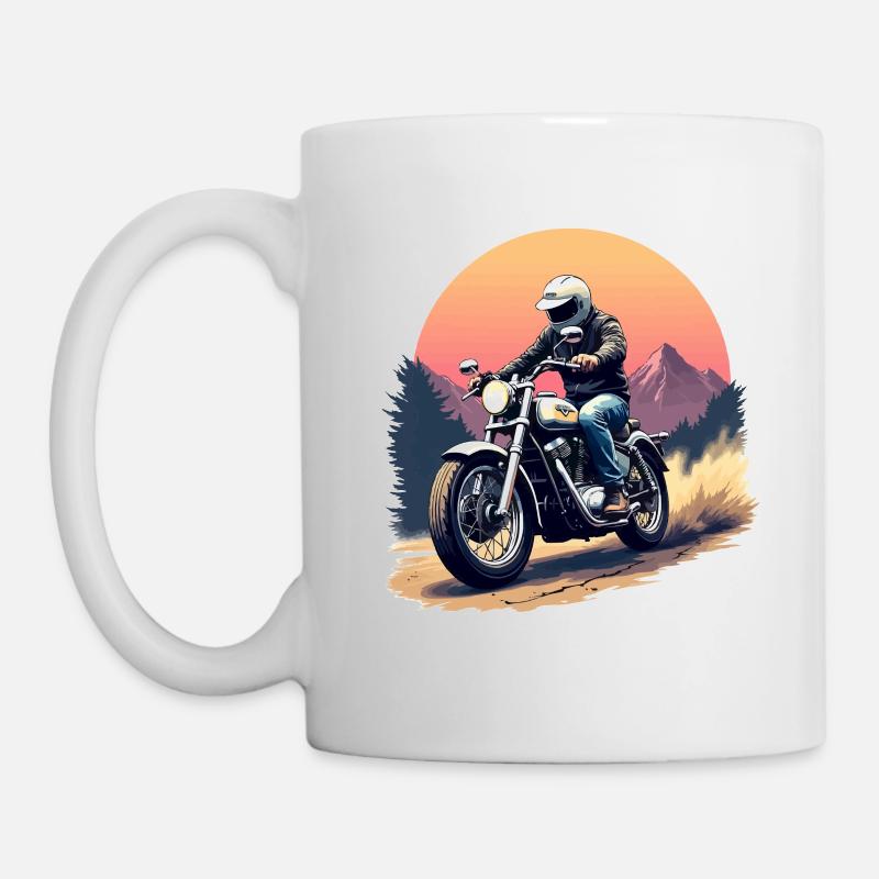 Motocyclette. Motards au look rétro. - Mug blanc - blanc