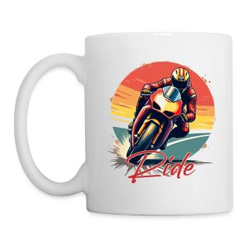 Motocyclette. Motards au look rétro. Courir. - Mug blanc - blanc - Gauche