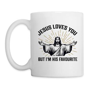 Jesus liebt dich, aber ich bin sein Liebling - Tasse - Weiß - Links