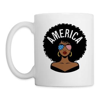 Amerika Afro - Tasse - Weiß - Links