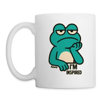 Bored frog: "I'm totally inspired" - Mug - white - Left
