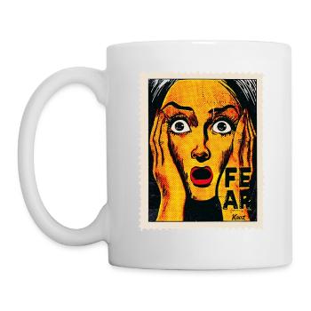 Pop art femme avec cri sur timbre-poste - Mug blanc - blanc - Gauche