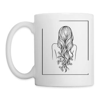 Femme aux cheveux fleuris - Mug blanc - blanc - Gauche