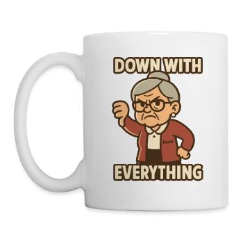Grandma with thumbs down, down with everything - Mug - white - Left