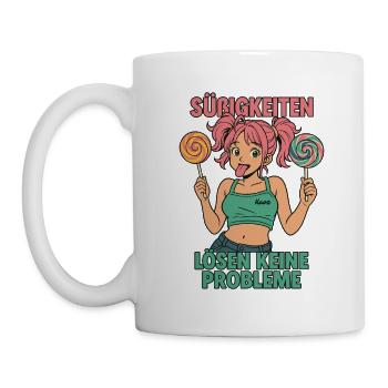 SÜßIGKEITEN LÖSEN KEINE PROBLEME - Tasse - Weiß - Links