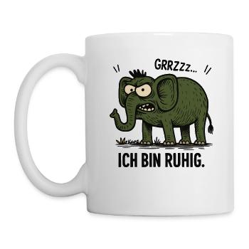 Wütender Elefant – Ich bin ruhig. - Tasse - Weiß - Links