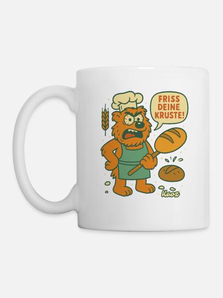Wütender Bäcker Bär: Friss deine Kruste! - Tasse - Weiß