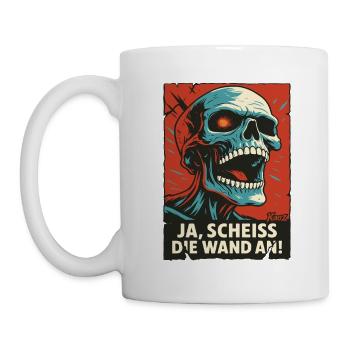 Skull screams: Fuck the wall! - Mug - white - Left