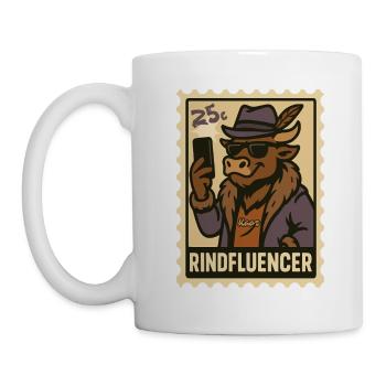 Influenceur de bœuf fluencer élégant avec selfie - Mug blanc - blanc - Gauche