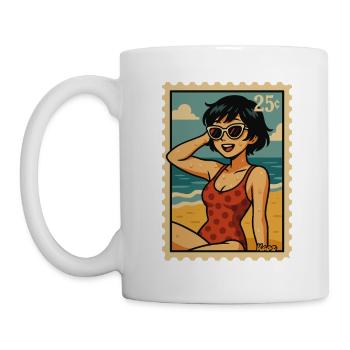 Summer Sun Garland Retro Postage Stamp - Mug - white - Left
