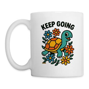 Tortue motivante avec des fleurs - Mug blanc - blanc - Gauche