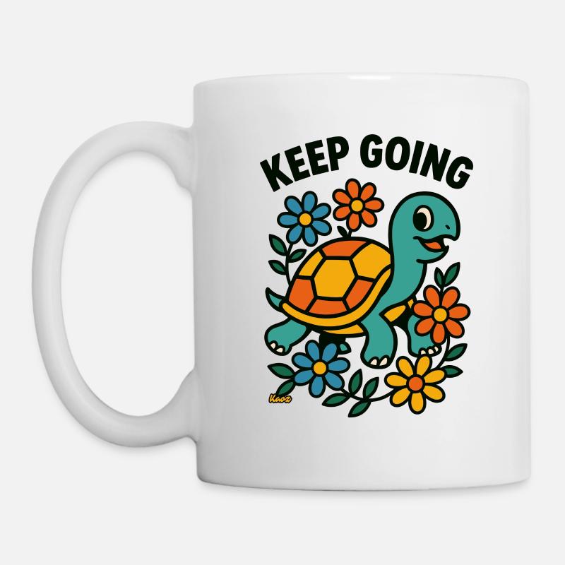Motivierende Schildkröte mit Blumen - Tasse - Weiß