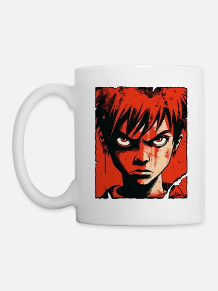 Wütender Junge im roten Comic-Stil - Tasse - Weiß