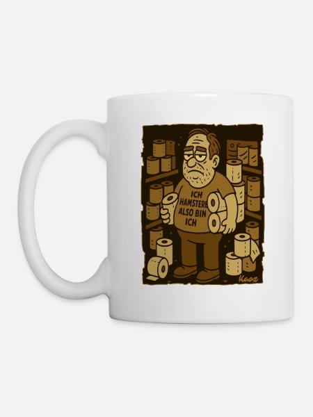 Ich hamster also bin ich – Toilettenpapier Mann - Tasse - Weiß