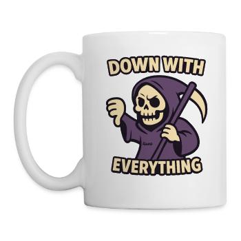 Down With Everything, Annoyed Grim Reaper Cartoon - Mug - white - Left