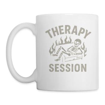 Therapiestunde Skelett – Alles brennt trotzdem - Tasse - Weiß - Links