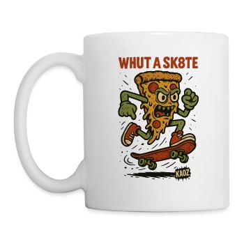 Pizza on the skateboard – skate or melt - Mug - white - Left
