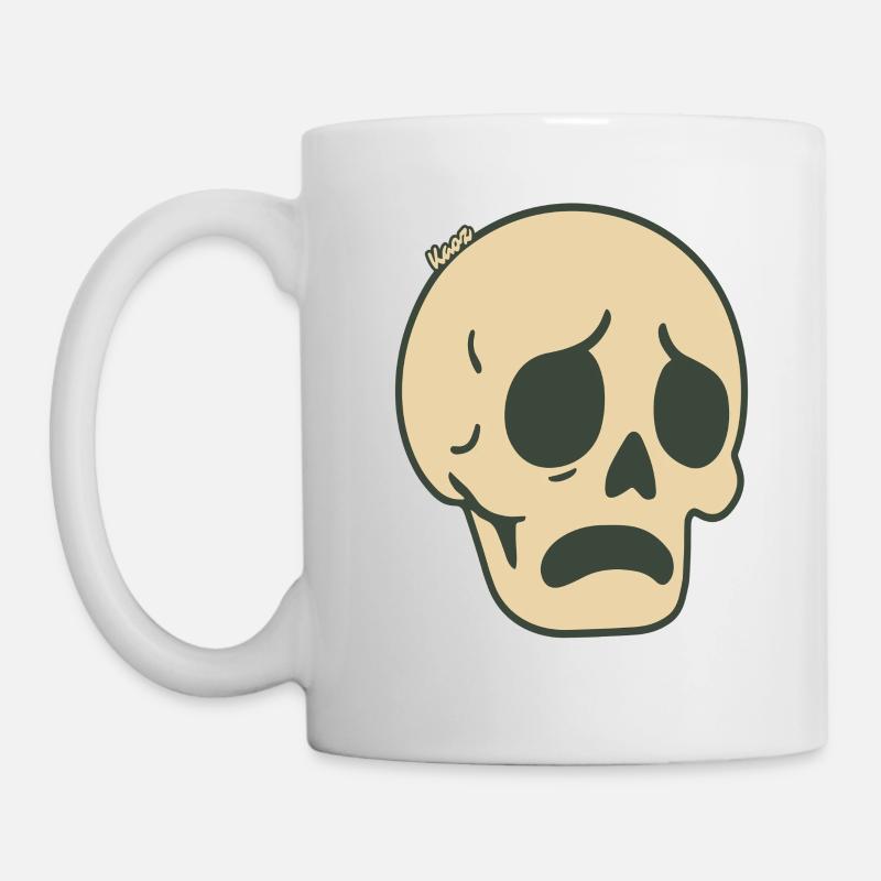 Trauriger Totenschädel – Comic Sticker-Design - Tasse - Weiß