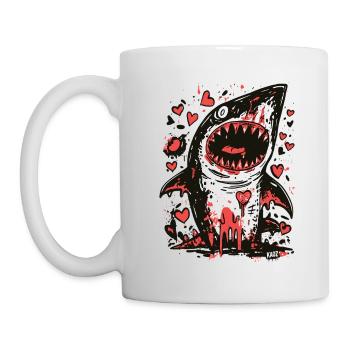 Requin en mal d’amour avec palpitations - Mug blanc - blanc - Gauche