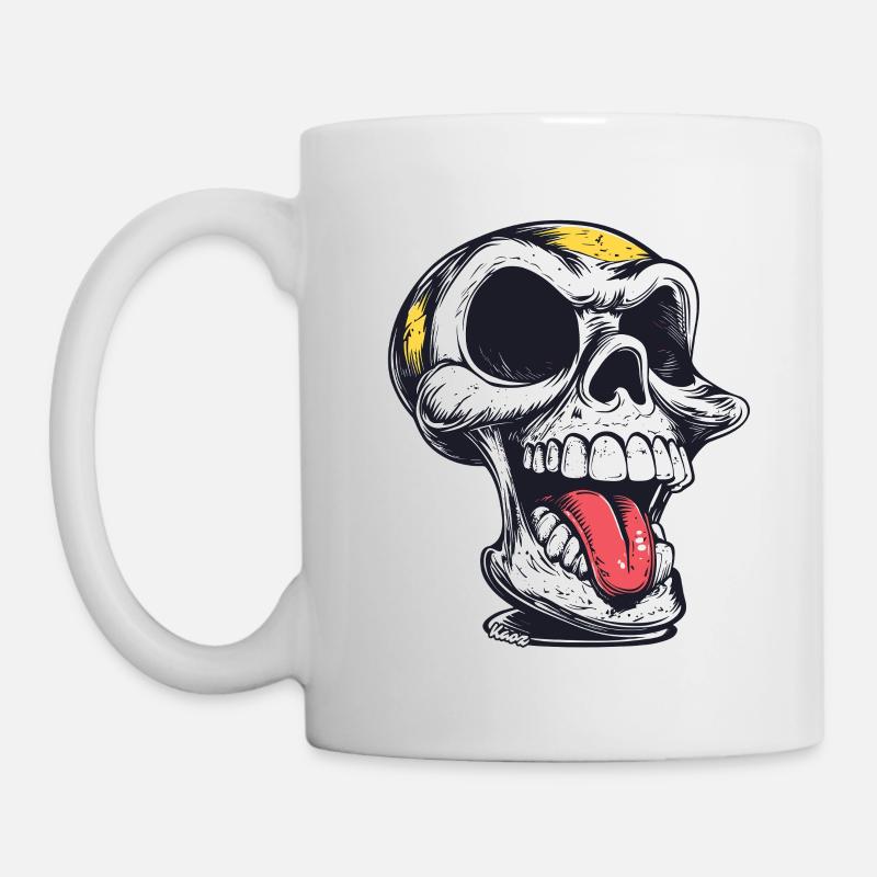 Crâne avec langue – crâne effronté - Mug blanc - blanc