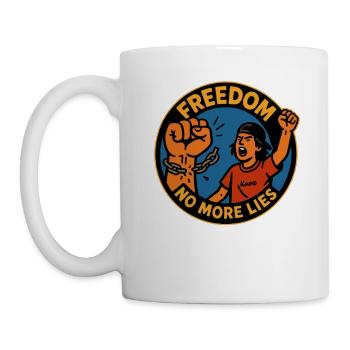 Freiheit Protest mit gebrochener Kette - Tasse - Weiß - Links