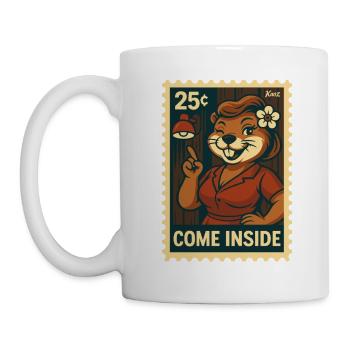Biber Dame bittet Dich hinein zu kommen - Tasse - Weiß - Links