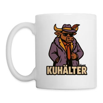 Lustiger Kuh Cartoon im Anzug - Tasse - Weiß - Links