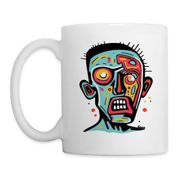 Visage coloré dans un style de bande dessinée abstraite - Mug blanc - blanc - Gauche