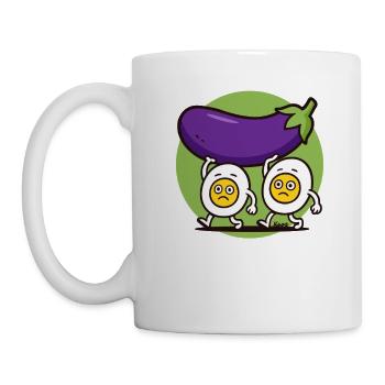Hard-working eggs bear large eggplant - Mug - white - Left