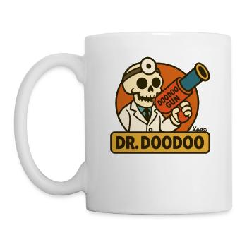 Lustiger Skelett Arzt mit Doodoo Kanone - Tasse - Weiß - Links