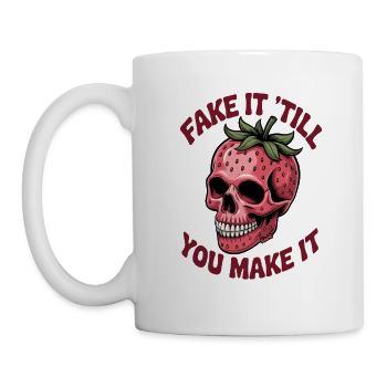 Erdbeer Totenkopf mit frechem Spruch - Tasse - Weiß - Links