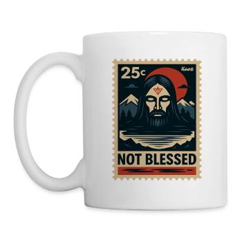 Motif d’art sombre avec non-Jésus et montagnes - Mug blanc - blanc - Gauche