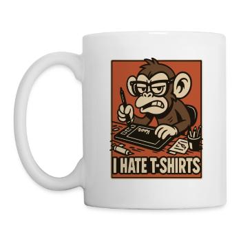 Wütender Affe am Zeichentablett Comicstil - Tasse - Weiß - Links
