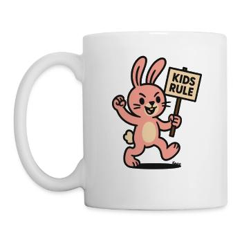 Funny bunny with shield children rule - Mug - white - Left