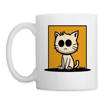 Cat with big eyes on orange background - Mug - white - Left
