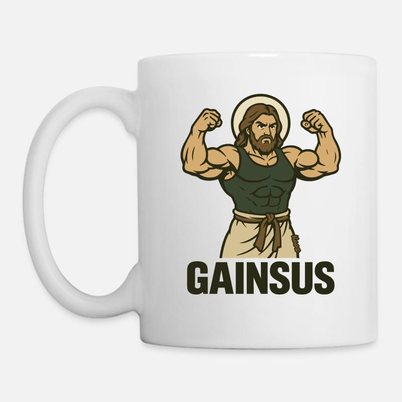 Saint musclé avec pose de bodybuilder - Mug blanc - blanc