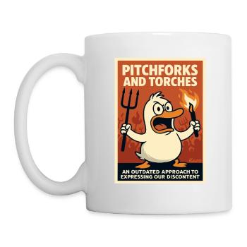 Wütende Ente mit Fackel und Mistgabel - Tasse - Weiß - Links