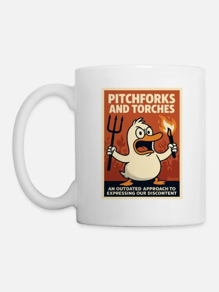 Angry duck with torch and pitchfork - Mug - white
