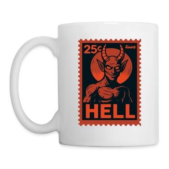 Devil Postage Stamp Hell Motif Retro Look - Mug - white - Left