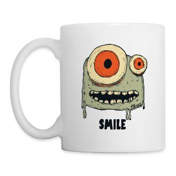 Gruseliges Monster mit großen Augen - Tasse - Weiß - Links