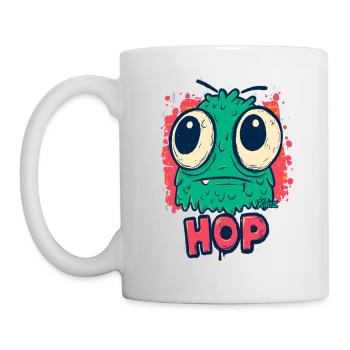Cute Monster With Big Eyes Hop - Mug - white - Left