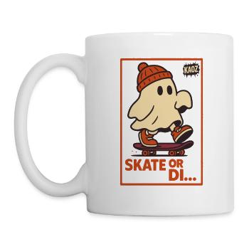 Geist auf Skateboard Skate or Die Motiv - Tasse - Weiß - Links