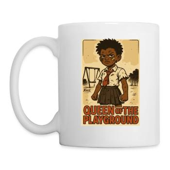 Strong schoolgirl queen on the playground - Mug - white - Left