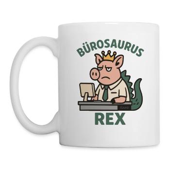 Bürosaurus Rex lustige Büro Arbeit mit Schwein - Tasse - Weiß - Links