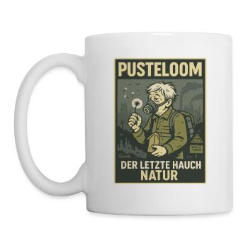 Researcher with mask and dandelion in gray world - Mug - white - Left