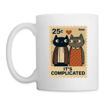 Verliebte Katzen mit rotem Herz - Tasse - Weiß - Links