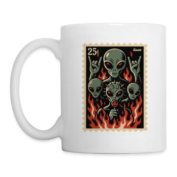 Aliens with mask and fire - Mug - white - Left