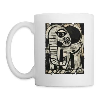 Abstrakter Elefant in Schwarz-Weiß - Tasse - Weiß - Links